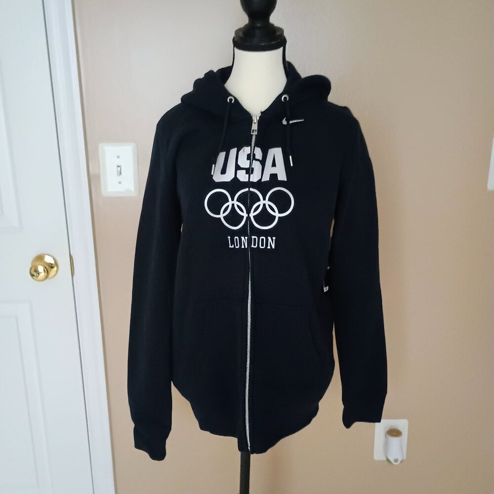 NIKE-USA-LONDON-NAVY-ZIP UP HOODED JACKET-W/POCKETS-SIZE XL-COTTON/POLY-NW